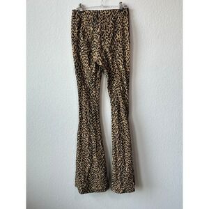 LABIJOU Womens Soft Stretch Knit Animal Print Y2K Flare Bell Bottom Size S